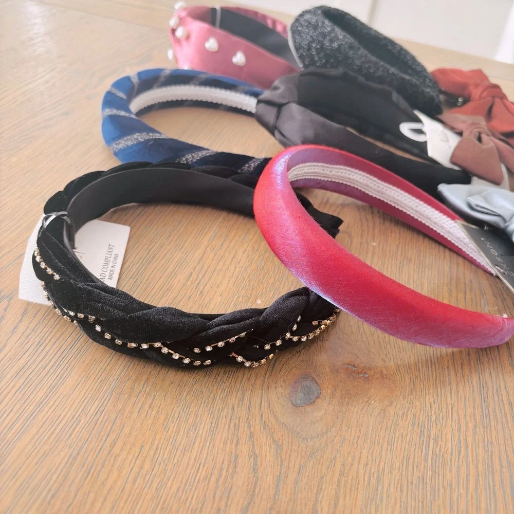 9‎ Piece Women’s Hair Accessory Lot New Pink Black Blue Brown Gray Hearts Bows